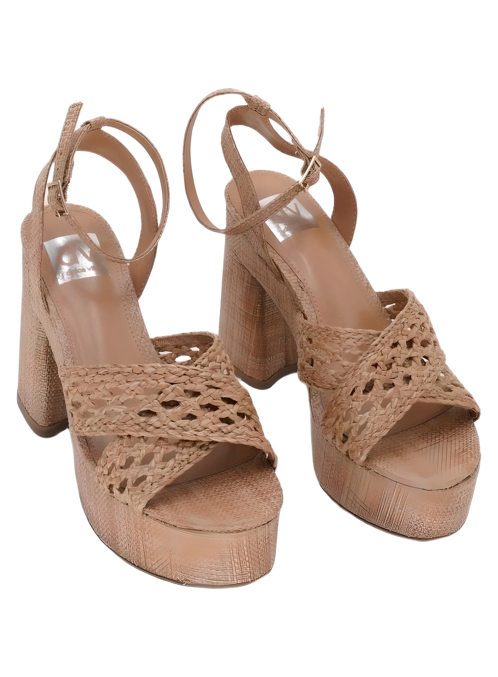 DV Dolce Vita Whisora Crossband Raffia Cafe Platform Wedge Sandals Size 7M